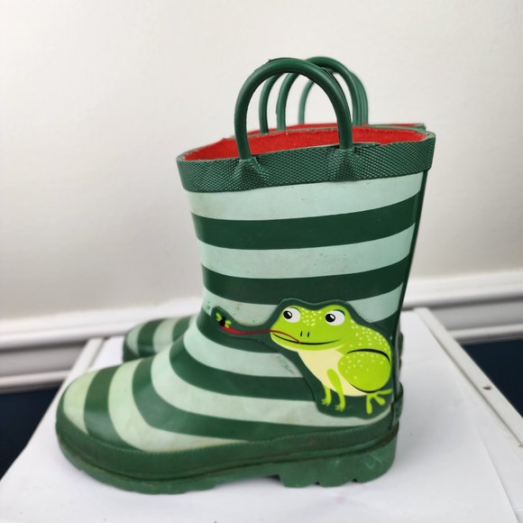Lily & Dan Kids Green Frog Rain Boots Size 11/12 - Picture 4 of 7